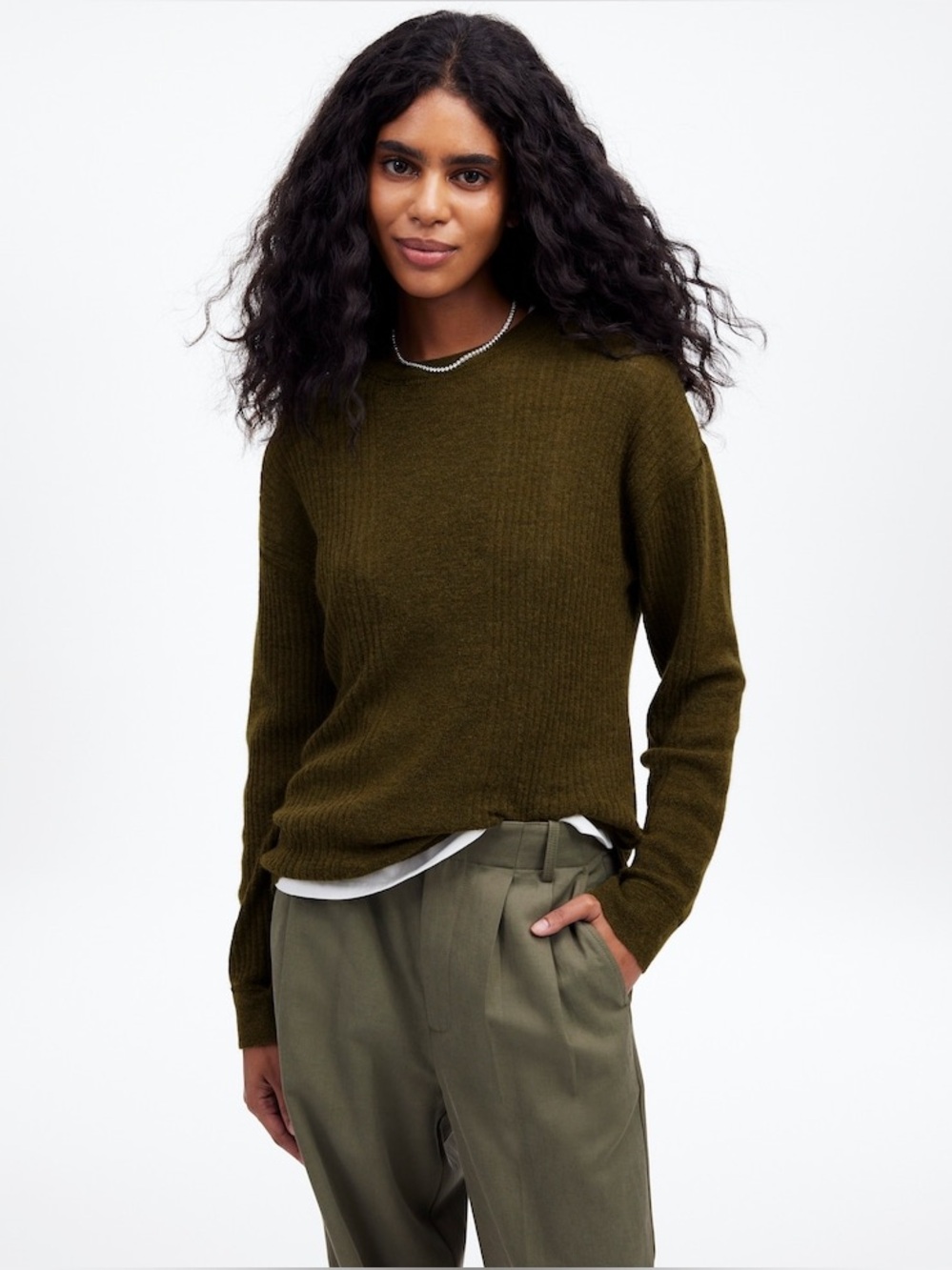 Madewell Ribbed Alpaca Blend Crewneck Sweater Size XXS in Kale